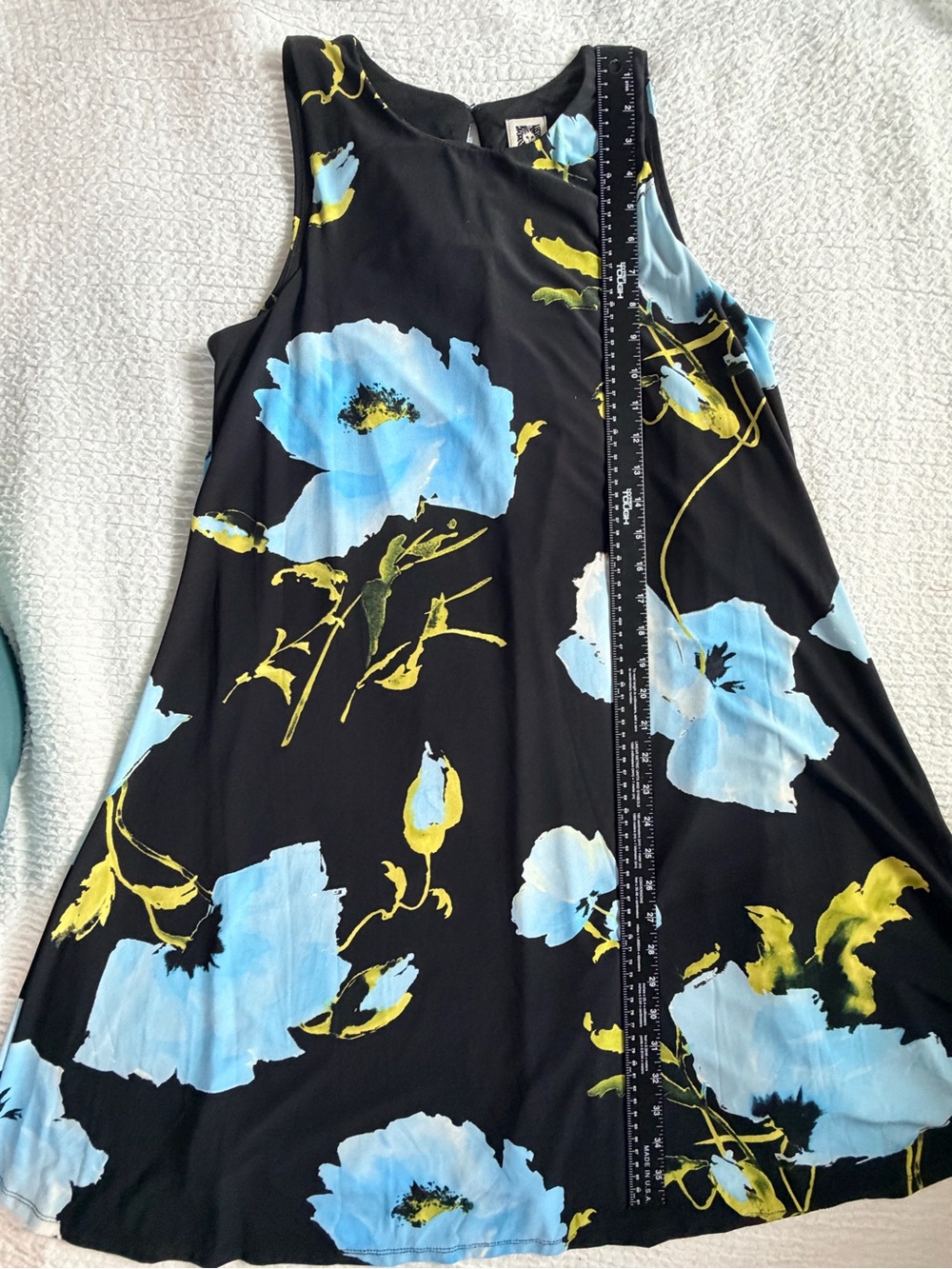 Anne Klein Black Blue Floral Sleeveless Dress - Picture 5 of 6